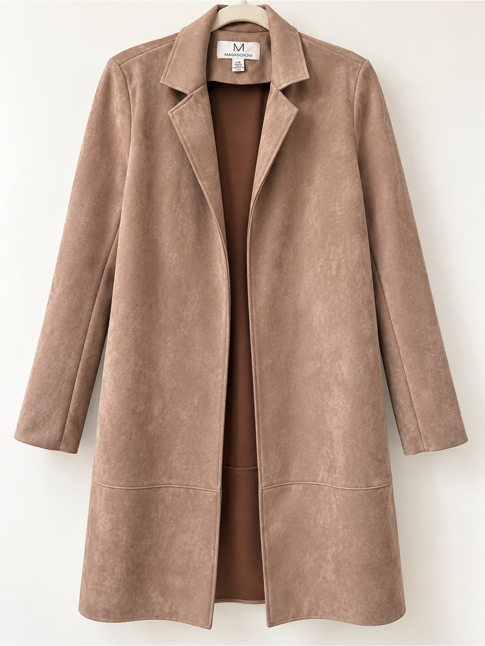 Massimo Dutti Suede-Effect Trench Coat in Taupe